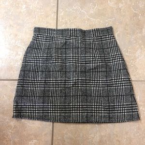 Black and grey plaid skirt